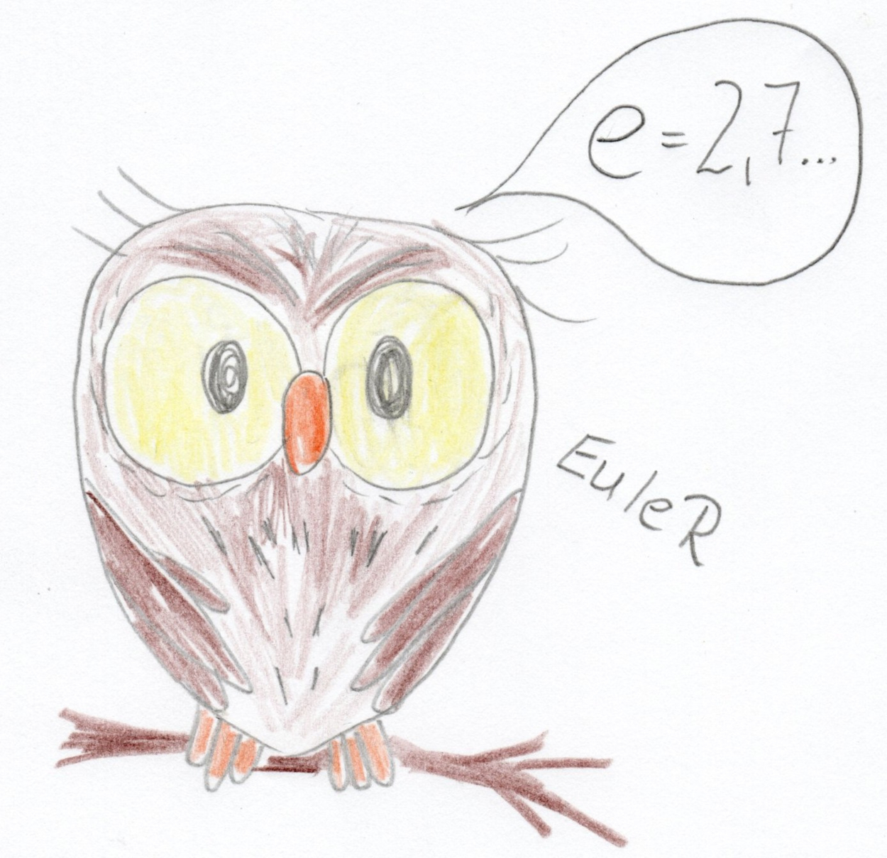 Zeichnung einer Eule mit R